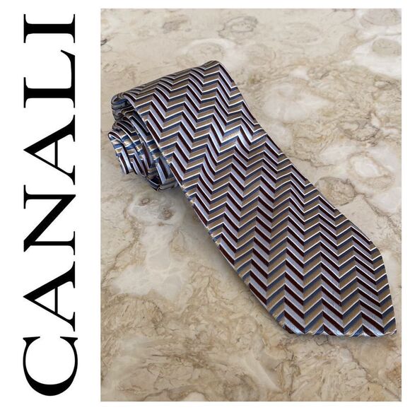 Canali 100% Silk Geometric Pattern Tie Made in Italy - Picture 1 of 9